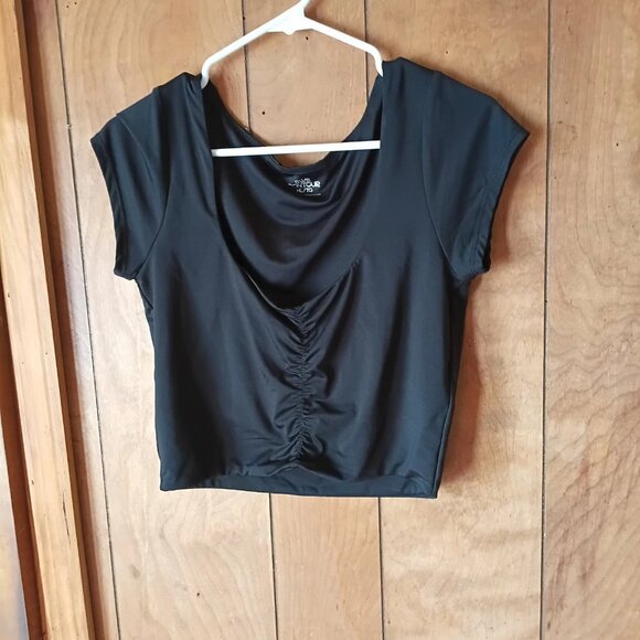 SWS contour womens black short sleeve crop top size XL - Picture 2 of 4